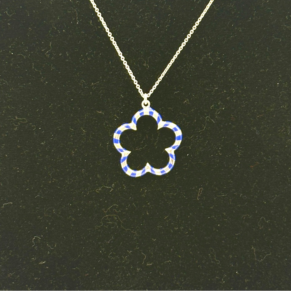 Tiffany & Co Paloma Picasso Silver & Blue Enamel Palina Swirl Pendant Necklace - Picture 4 of 10
